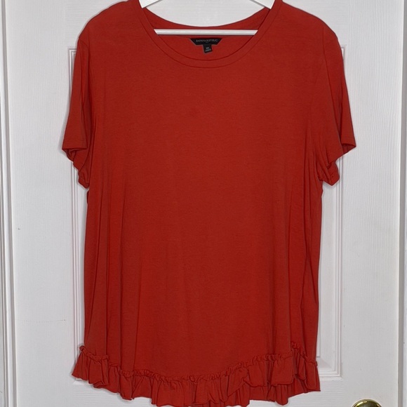 Women’s XL Banana Republic Orange Ruffle Hem Cotton Tee - Picture 2 of 7